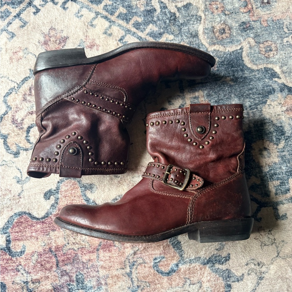 Frye Brown Studded Short Boots